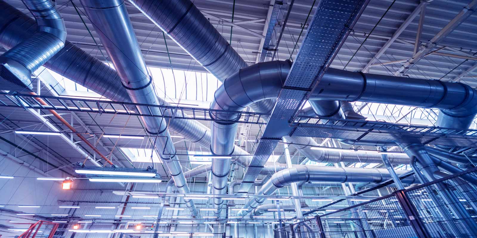 air ducts in a commercial industry building